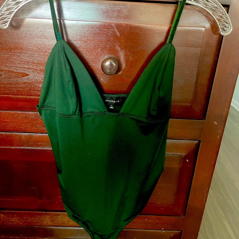 Majorelle - size medium, sheer, long dress.  Green, sleeveless, cowl neckline.